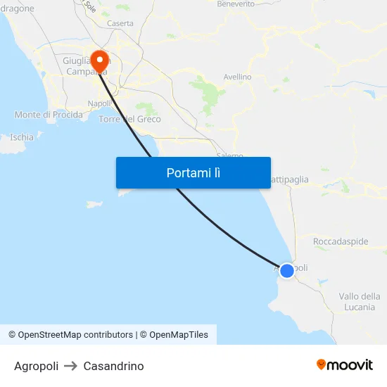 Agropoli to Casandrino map