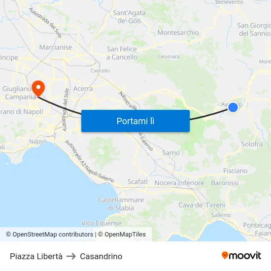 Piazza Libertà to Casandrino map