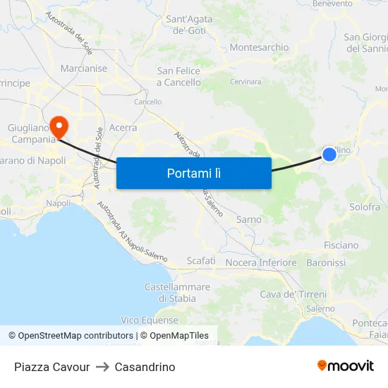 Piazza Cavour to Casandrino map