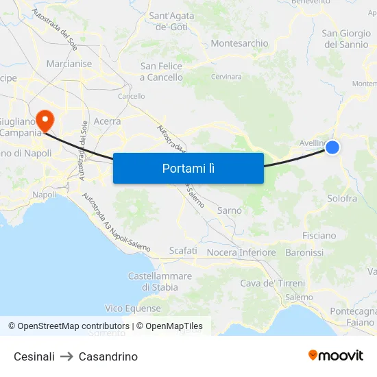 Cesinali to Casandrino map