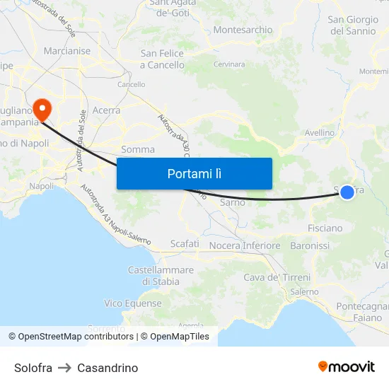 Solofra to Casandrino map