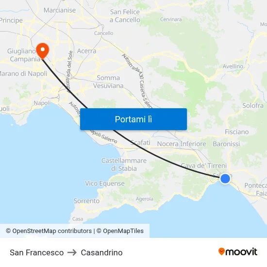 San Francesco to Casandrino map