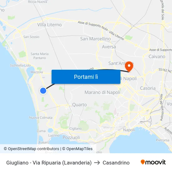 Giugliano - Via Ripuaria (Lavanderia) to Casandrino map