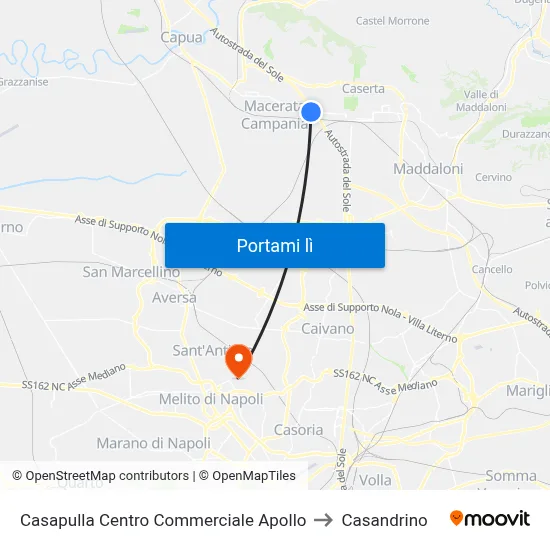 Casapulla Centro Commerciale Apollo to Casandrino map