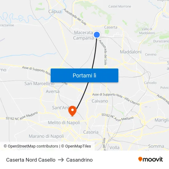 Caserta Nord Casello to Casandrino map