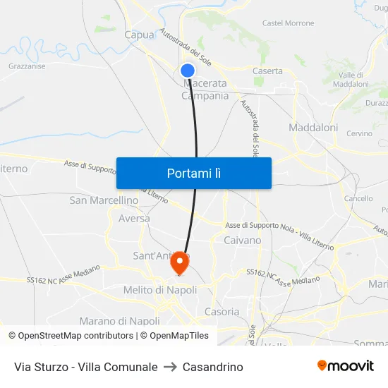 Via Sturzo - Villa Comunale to Casandrino map