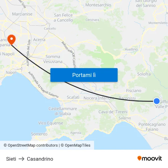 Sieti to Casandrino map