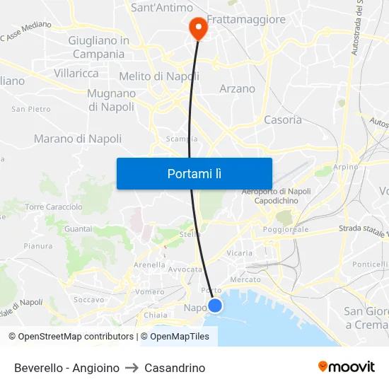 Beverello - Angioino to Casandrino map