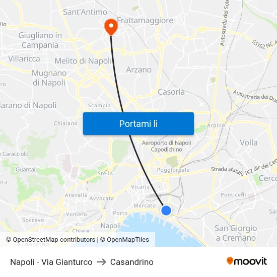 Napoli - Via Gianturco to Casandrino map
