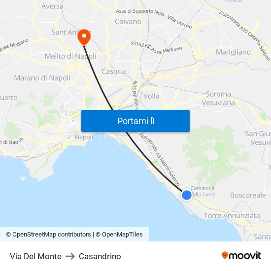 Via Del Monte to Casandrino map