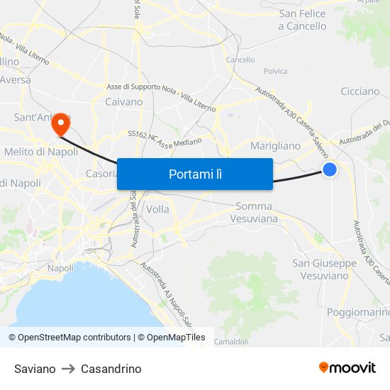 Saviano to Casandrino map
