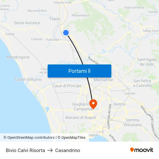 Bivio Calvi Risorta to Casandrino map