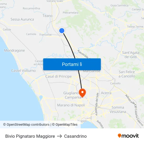 Bivio Pignataro Maggiore to Casandrino map