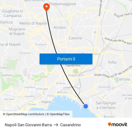 Napoli San Giovanni-Barra to Casandrino map