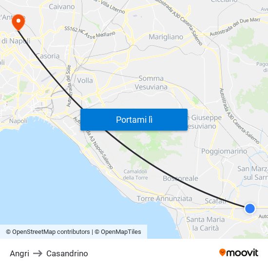 Angri to Casandrino map