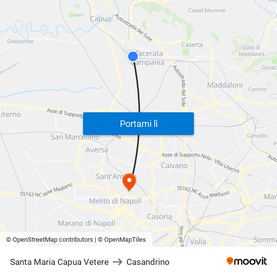 Santa Maria Capua Vetere to Casandrino map