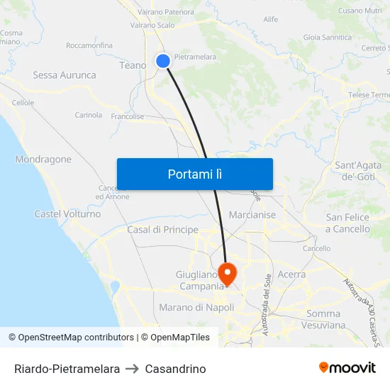 Riardo-Pietramelara to Casandrino map
