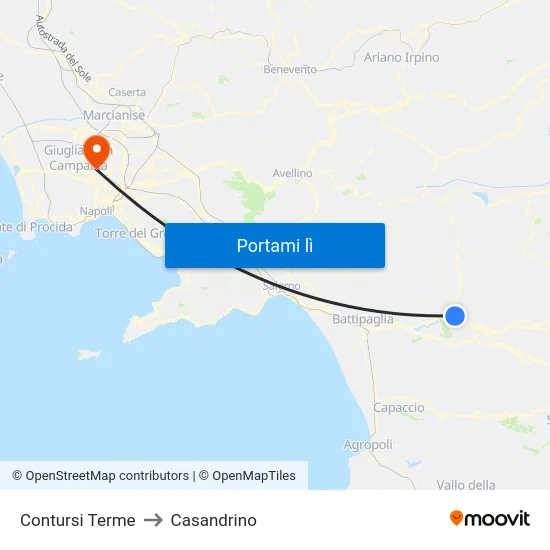 Contursi Terme to Casandrino map