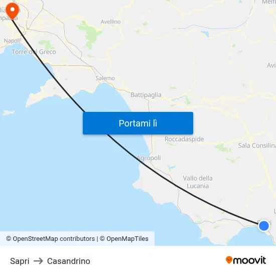 Sapri to Casandrino map