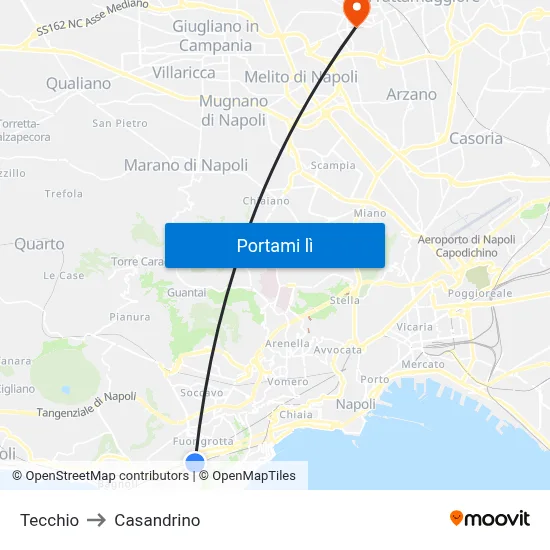 Tecchio to Casandrino map