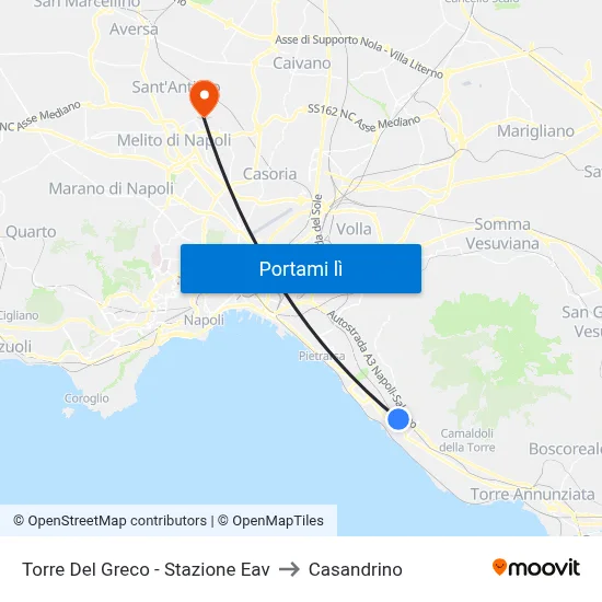 Torre Del Greco - Stazione Eav to Casandrino map