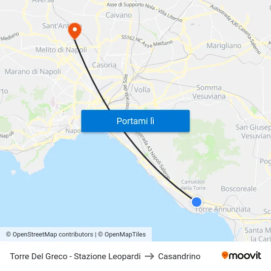 Torre Del Greco - Stazione Leopardi to Casandrino map