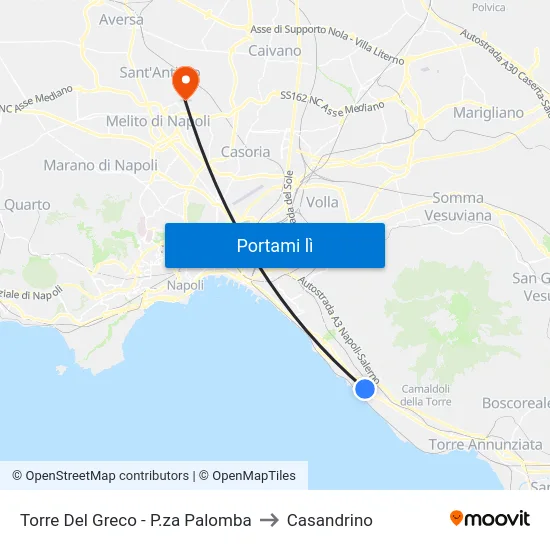 Torre Del Greco - P.za Palomba to Casandrino map
