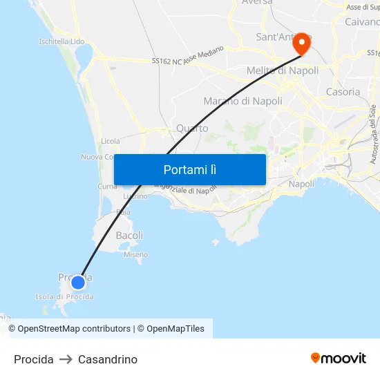 Procida to Casandrino map