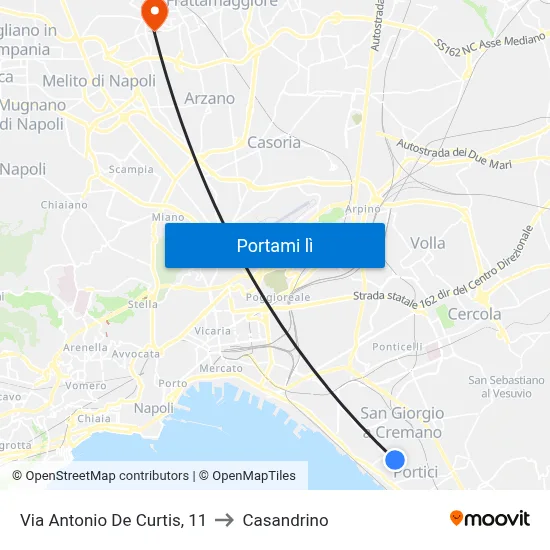 Via Antonio De Curtis, 11 to Casandrino map