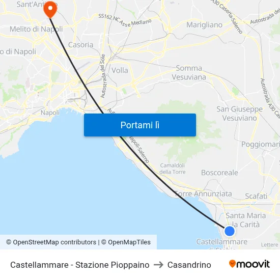 Castellammare - Stazione Pioppaino to Casandrino map