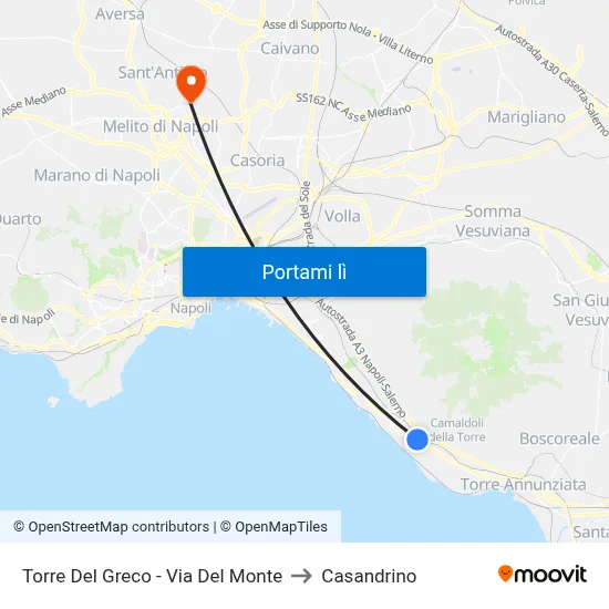 Torre Del Greco - Via Del Monte to Casandrino map