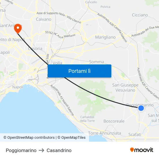Poggiomarino to Casandrino map