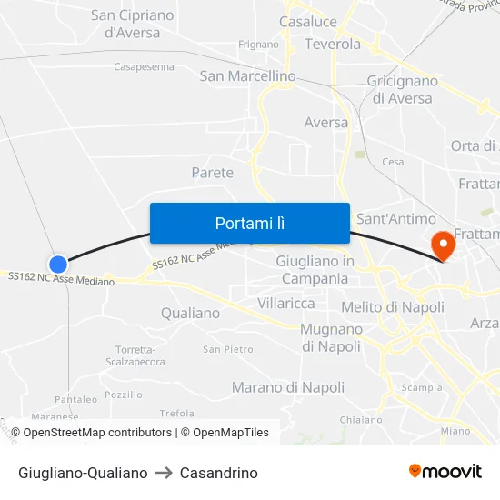 Giugliano-Qualiano to Casandrino map