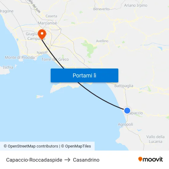 Capaccio-Roccadaspide to Casandrino map