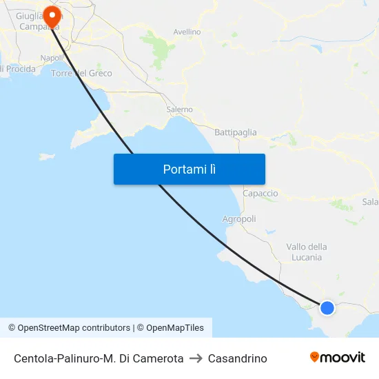 Centola-Palinuro-M. Di Camerota to Casandrino map