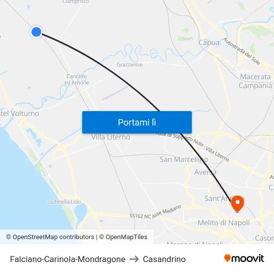 Falciano-Carinola-Mondragone to Casandrino map
