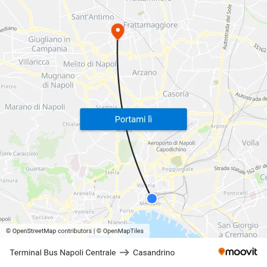 Terminal Bus Napoli Centrale to Casandrino map