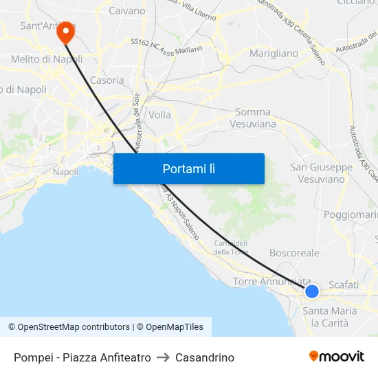 Pompei - Piazza Anfiteatro to Casandrino map