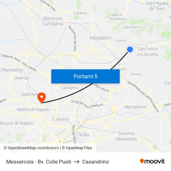 Messercola - Bv. Colle Puoti to Casandrino map