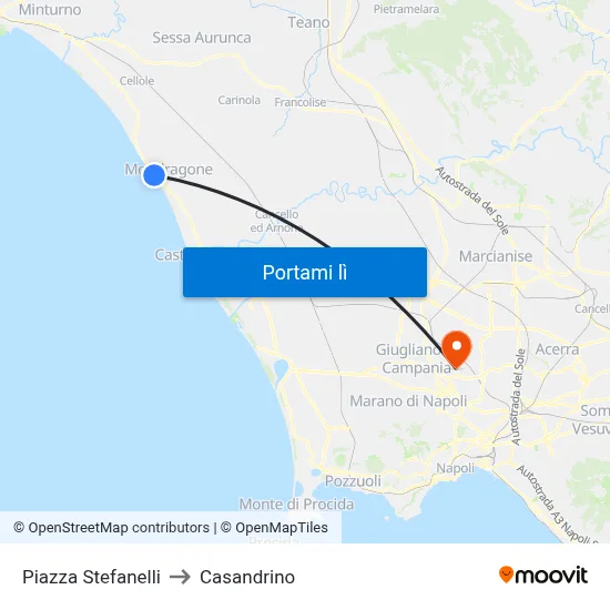 Piazza Stefanelli to Casandrino map