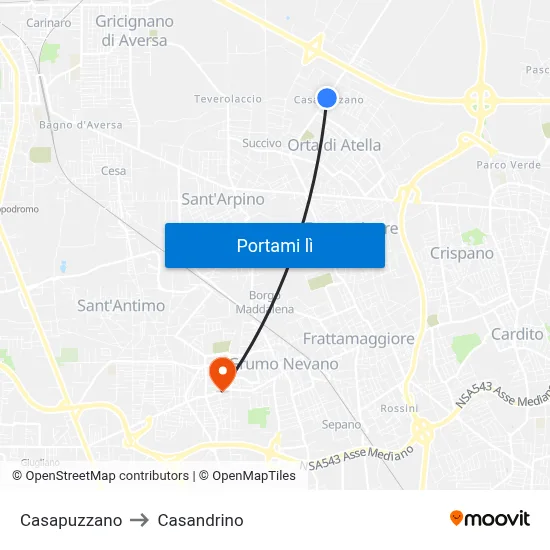 Casapuzzano to Casandrino map