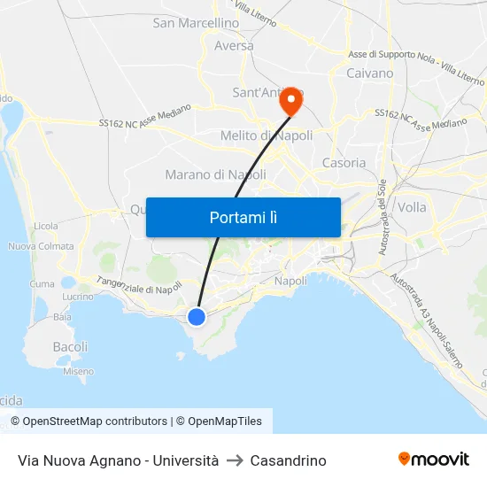 Via Nuova Agnano - Università to Casandrino map