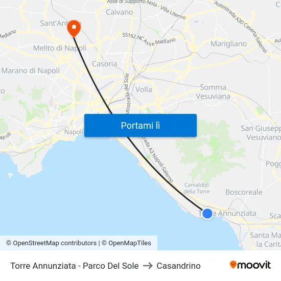 Torre Annunziata - Parco Del Sole to Casandrino map