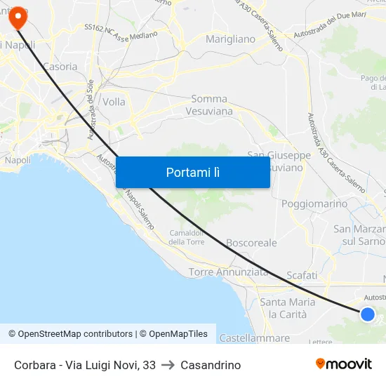 Corbara - Via Luigi Novi, 33 to Casandrino map
