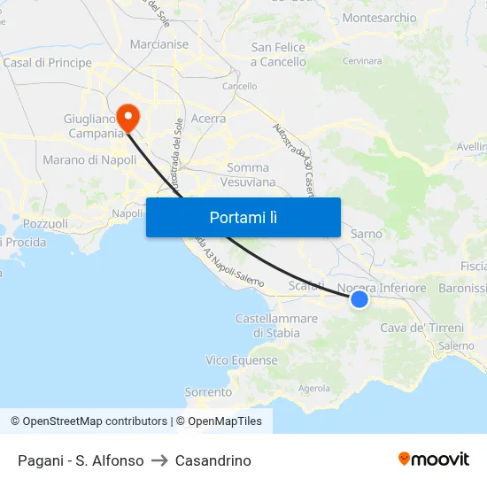 Pagani - S. Alfonso to Casandrino map