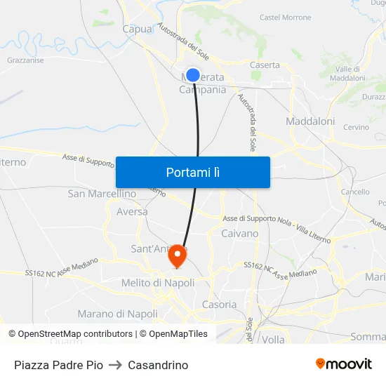 Piazza Padre Pio to Casandrino map