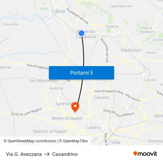 Via G. Avezzana to Casandrino map