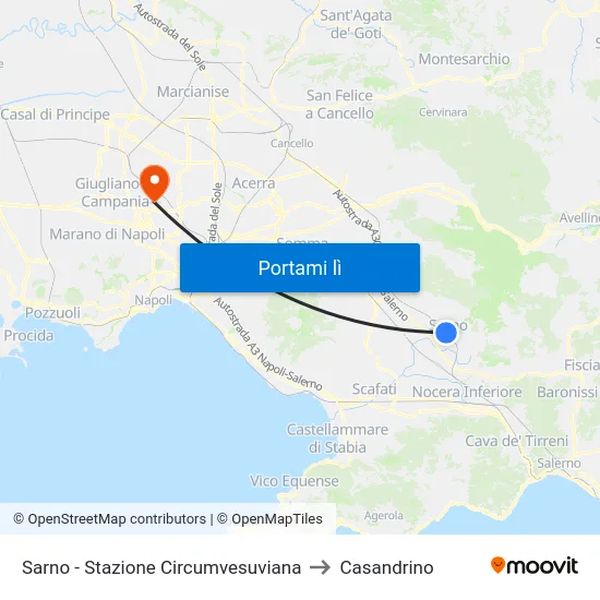 Sarno - Stazione Circumvesuviana to Casandrino map