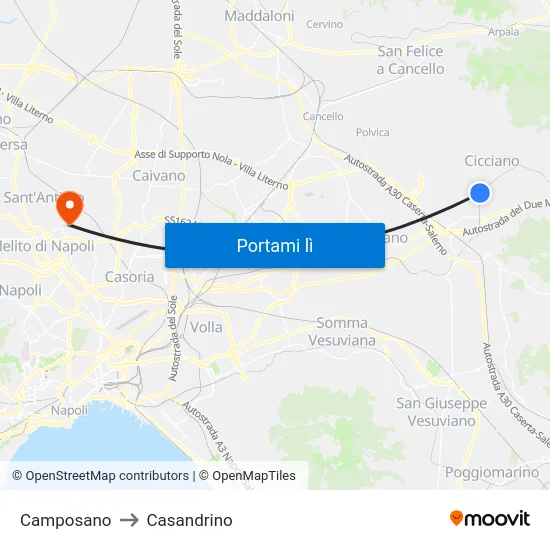 Camposano to Casandrino map
