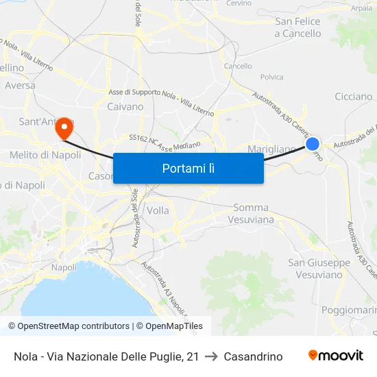 Nola - Via Nazionale Delle Puglie, 21 to Casandrino map
